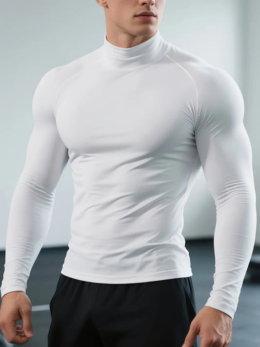 Men's Slim-Fit Long-Sleeved Shirt, Quick-Drying, Breathable, and Highly Elastic Sweater