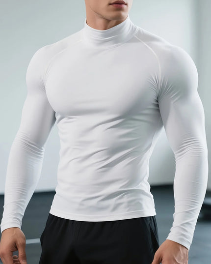 Men's Fleece Tight-Fit Long-Sleeved Sweater - Quick-Drying, Breathable, Highly Elastic