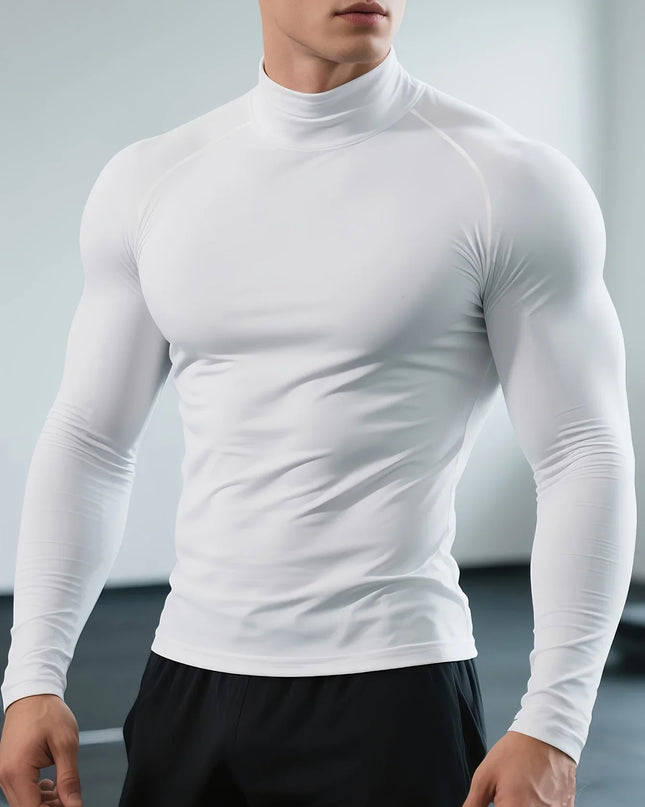 Men's Fleece Tight-Fit Long-Sleeved Sweater - Quick-Drying, Breathable, Highly Elastic