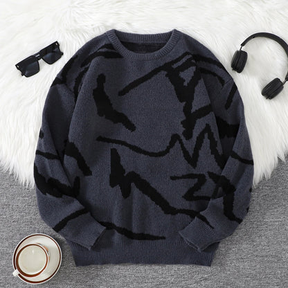Men's Graffiti Jacquard Pattern Knit Sweater