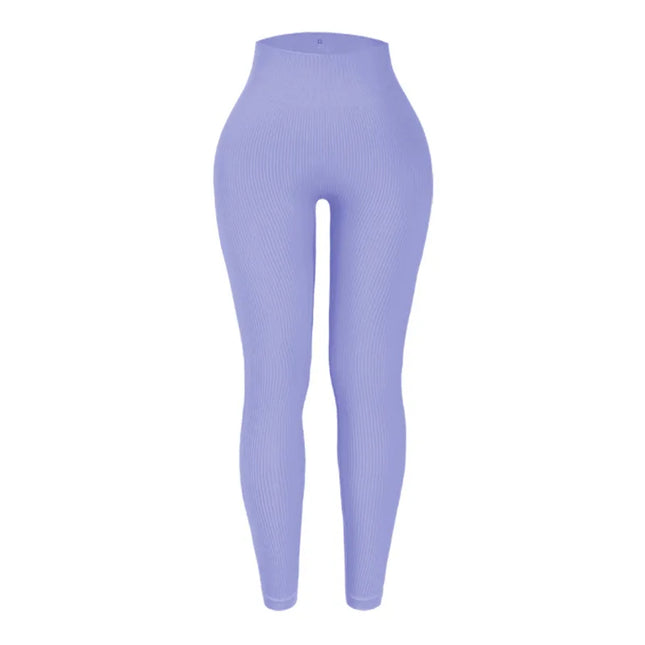 Women's High-Waisted Ribbed Yoga Pants - Various Colors