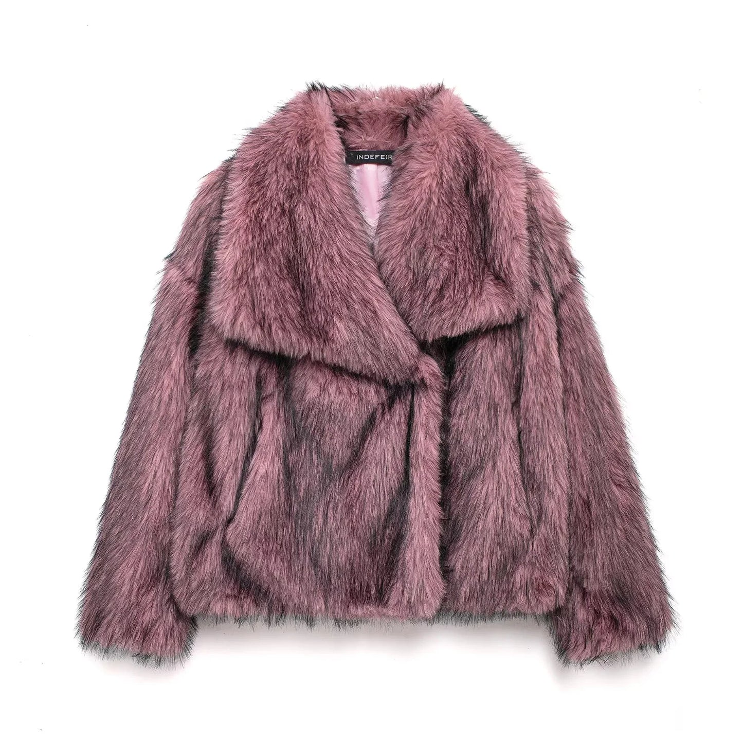 KONDALA Women's Faux Fur Turn-Down Collar Elegant Jacket