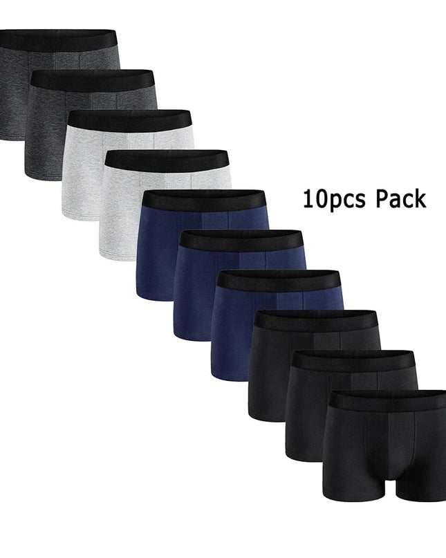 10-Pack Men's High Stretch Boxer Shorts - Breathable and Soft Underwear
