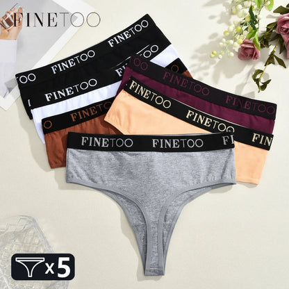 5-Pack Women’s High-Waist Seamless Cotton Thongs – Comfortable, Elastic, and Durable Underwear for Women