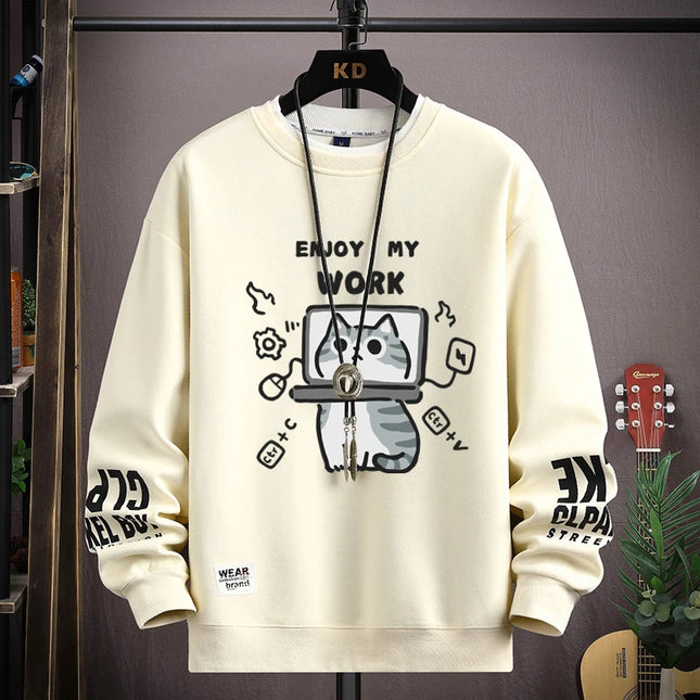 Men's Long Sleeve Sweatshirt with Cartoon Character Print