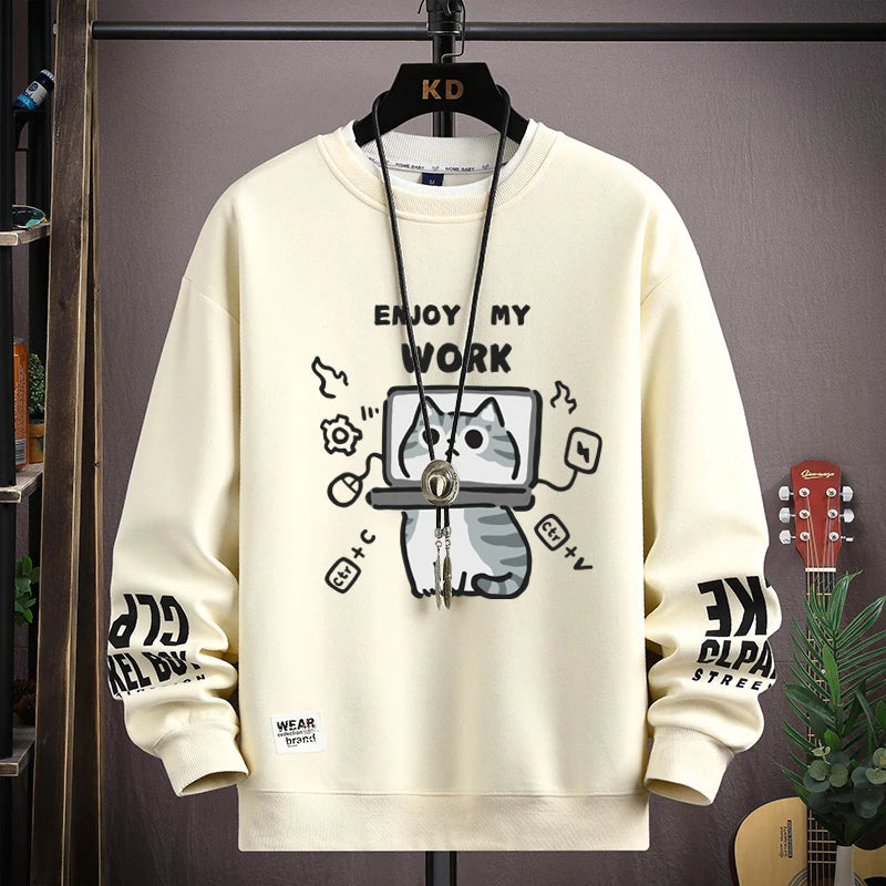 Men's Long Sleeve Sweatshirt with Cartoon Character Print