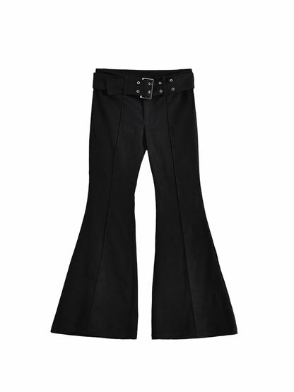 Women's High Waist Flared Pants - Long Slim Fit Trousers