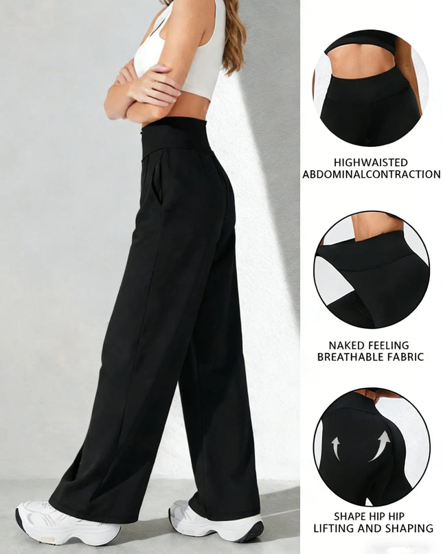High-Waisted Women's Tummy Control Wide-Leg Pants