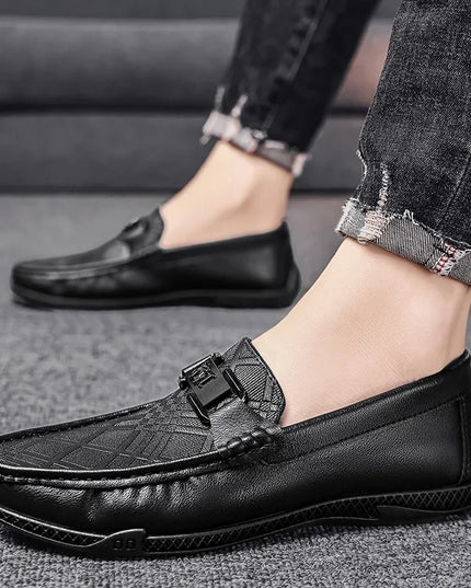 Men's Casual Faux Leather Shoes - Breathable Slip-On Design
