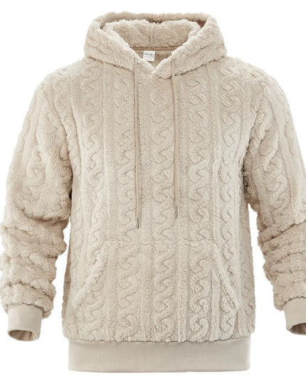 Men's Vintage Jacquard Textured Fleece Hoodie Sweater