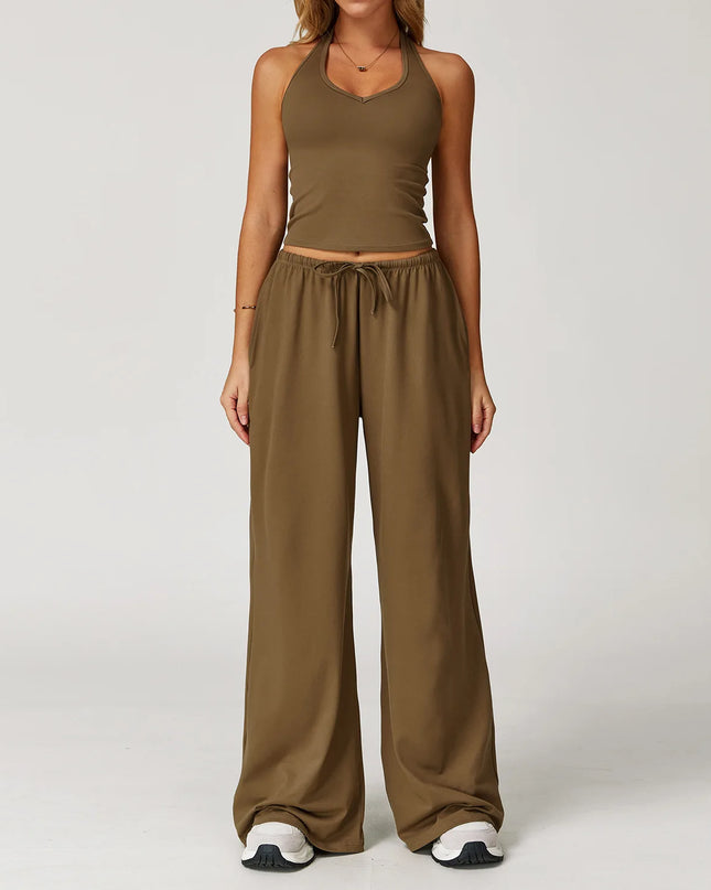 Women's 2/3PCS Cropped Sweater Vest & Loose Sweatpants Set