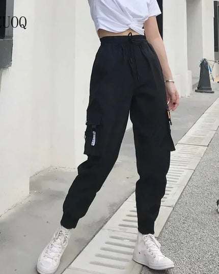 High-Waist Women's Joggers with Side Pockets - Comfortable Loose Fit
