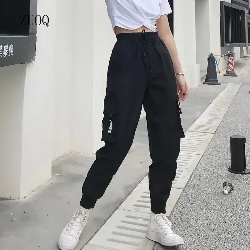 High-Waist Women's Joggers with Side Pockets - Comfortable Loose Fit