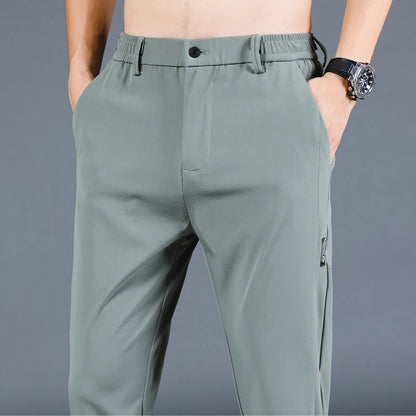 Slim Fit Stretch Men's Casual Pants with Elastic Waistband - Various Colors