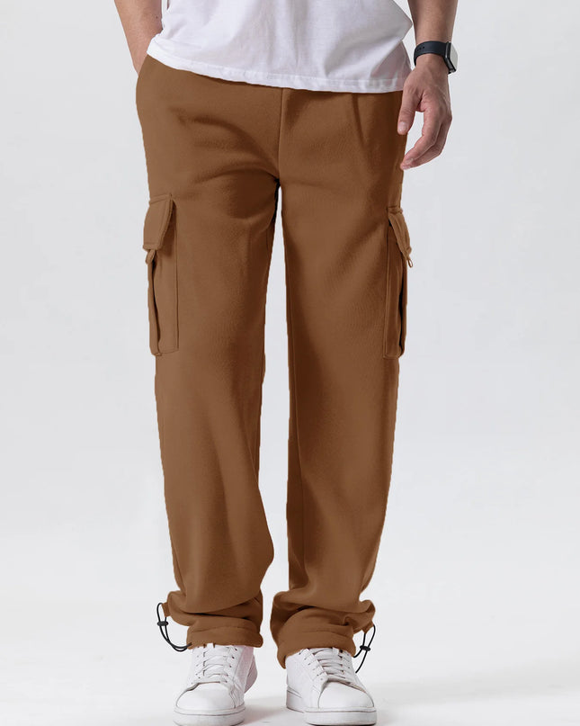 Men's Oversized Straight Fit Sweatpants with Drawstring & Multiple Pockets