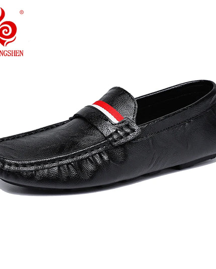 Strongshen Men's Slip-On Leather Flats Shoes