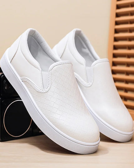 Classic Men’s Faux Leather Slip-On Loafers – Casual Flat Shoes