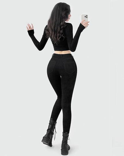 High-Waisted Women's Elastic Slim Jeans