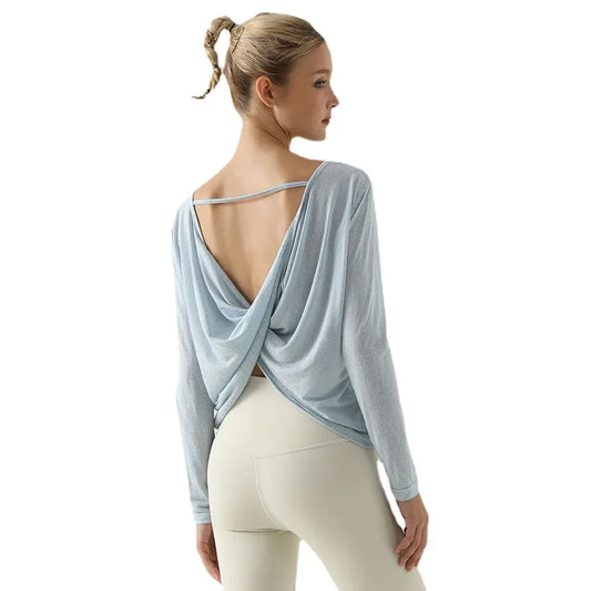 Women's Crossover Back Long Sleeve Sweater