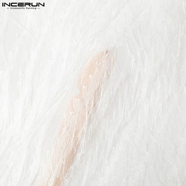 Men's Tassel Chiffon Shirt with Transparent Lapel