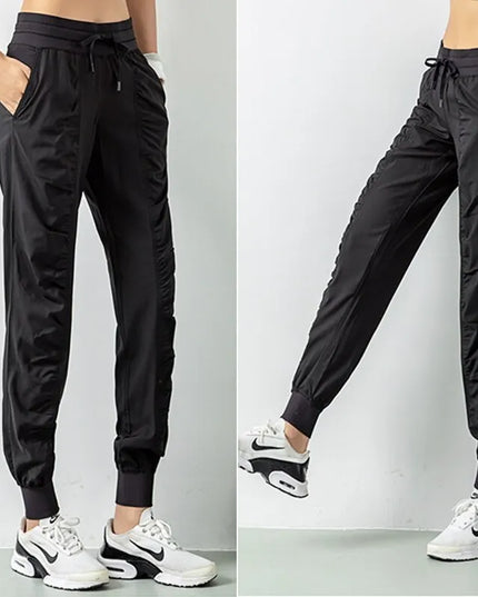 Women's Drawstring Joggers - Quick Dry Athletic Pants with Side Pockets