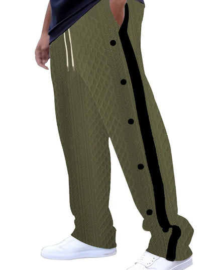 Men's Loose Fit Drawstring Joggers with Side Buttons