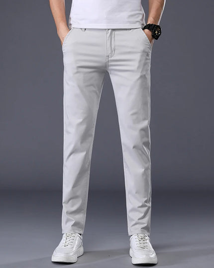 Men's Casual Long Elastic Straight Pants - Various Colors
