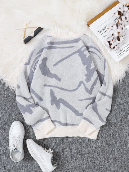 Men's Graffiti Jacquard Pattern Knit Sweater