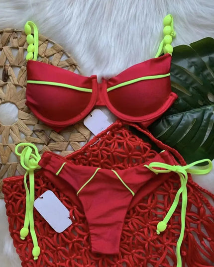 Push-Up Bikini Set: Women's Low-Waist Two-Piece Swimwear - Various Colors