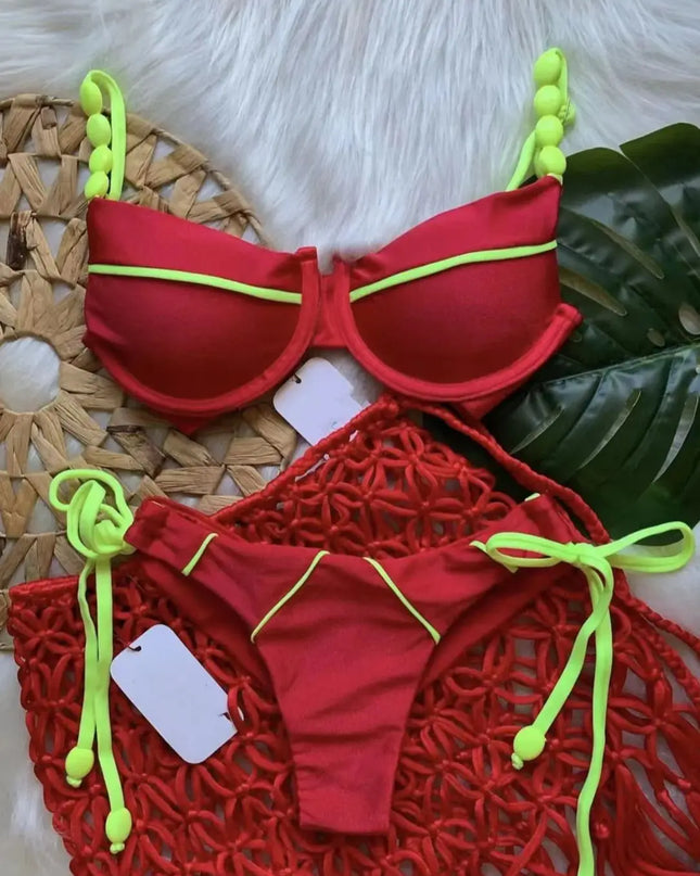 Push-Up Bikini Set: Women's Low-Waist Two-Piece Swimwear - Various Colors