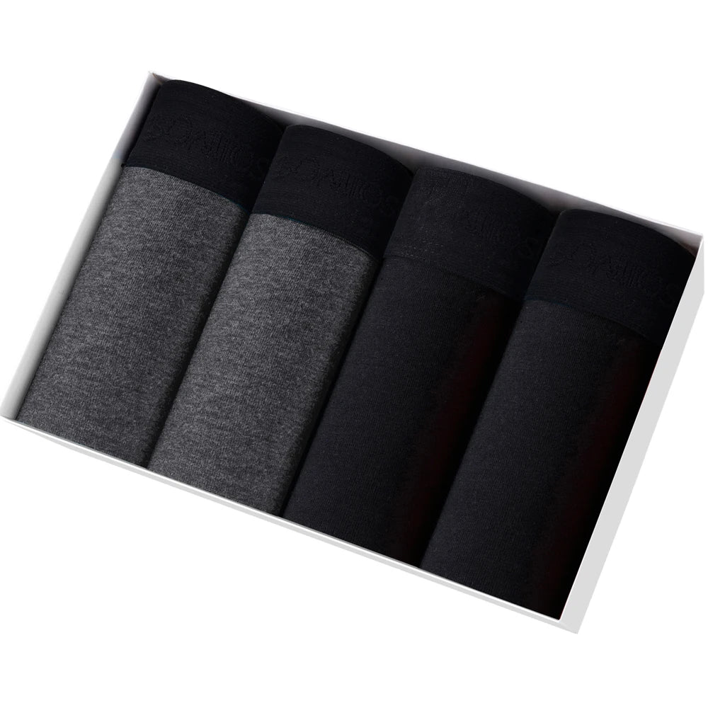Men's Cotton Boxer Shorts - 4-Pack Comfortable Underwear for All-Day Wear