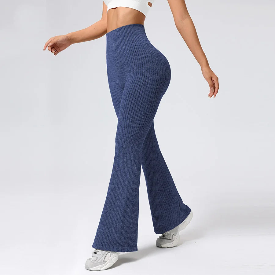 Women's Seamless High-Waisted Flare Pants with Stretch