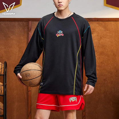 Veidoorn Men's Breathable Long Sleeve Athletic Sweater - Loose Fit, Comfortable Men's Sportswear