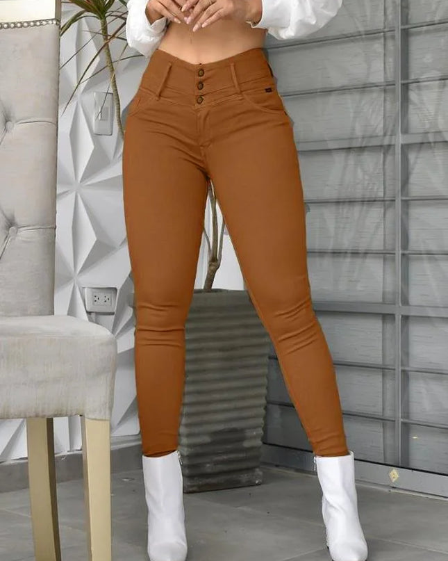 Women’s Slim Fit Pencil Capris with Pockets, High Waist, Ankle Length