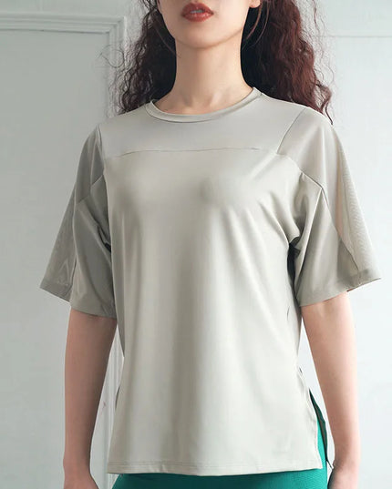 Women's Mesh Stitching Sports T-Shirt - Loose Fit, Quick Dry Activewear