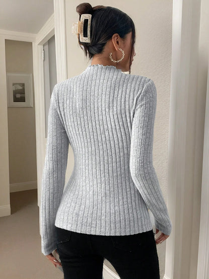 Women’s Long Sleeve Slim Fit Stretch Knitted Sweater