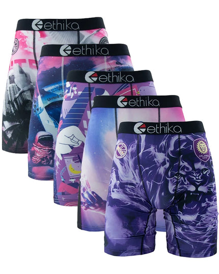 ETHIKA 5-Piece Men's Breathable Mesh Crotch Boxer Briefs