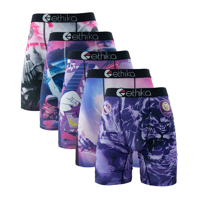 ETHIKA 5-Piece Men's Breathable Mesh Crotch Boxer Briefs