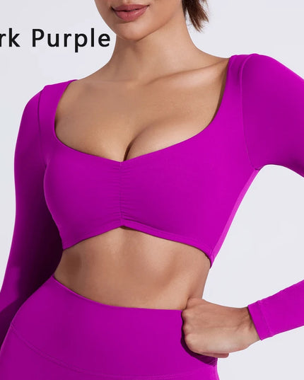 Women's Long-Sleeved Nylon Crop Top