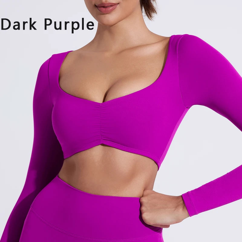 Women's Long-Sleeved Nylon Crop Top