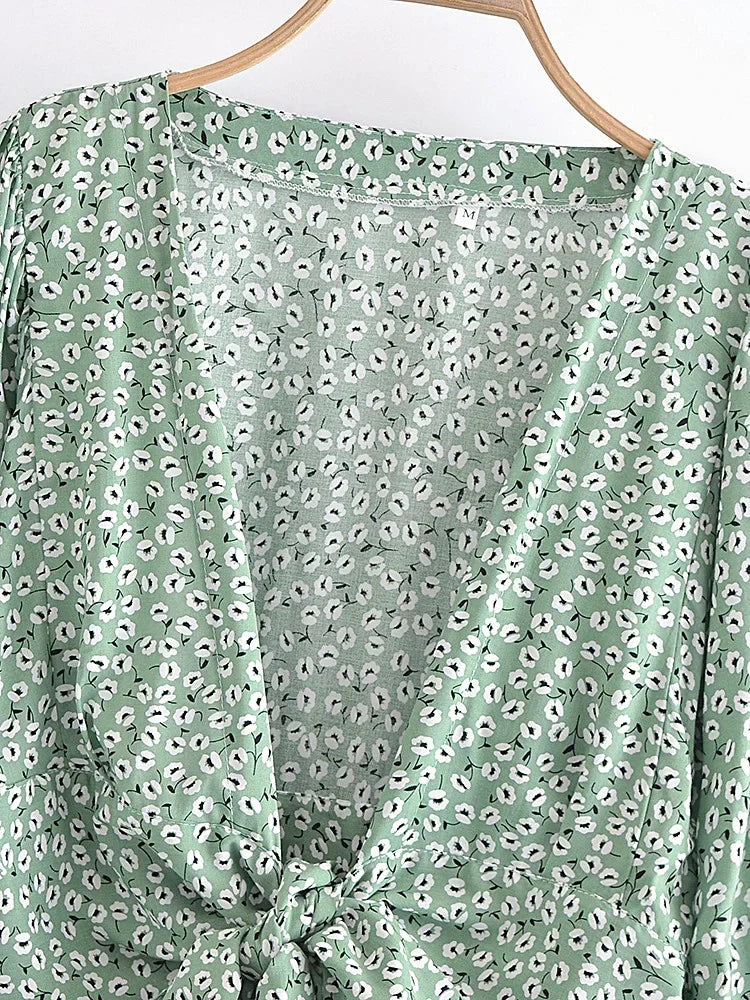 Vintage Women's Floral Print Rayon Blouse & Crop Shirt