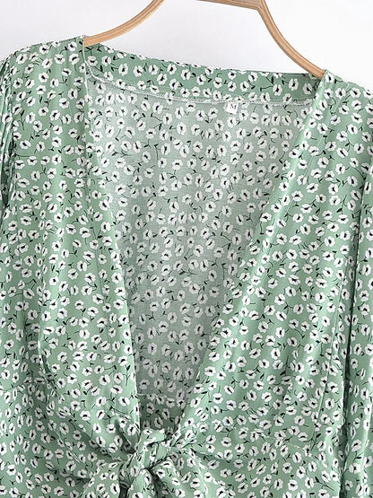 Vintage Women's Floral Print Rayon Blouse & Crop Shirt