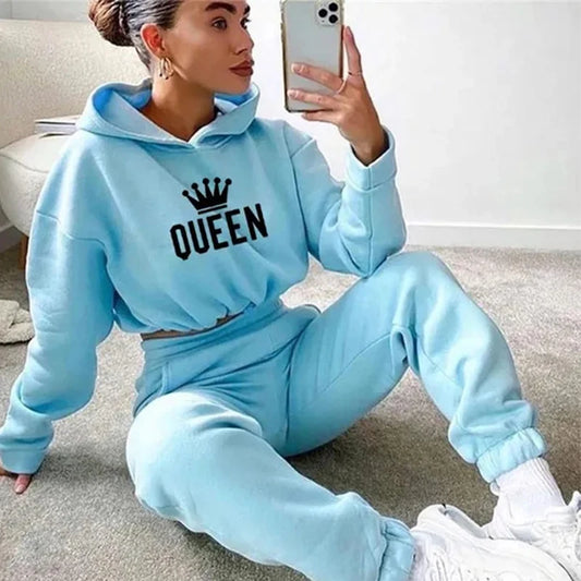 Women's Hooded Sweater and Tracksuit Set - Stylish 2-Piece Athletic Outfit