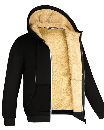 Men's Thick Warm Fleece Zipper Hoodie Casual Long Sleeve Jacket