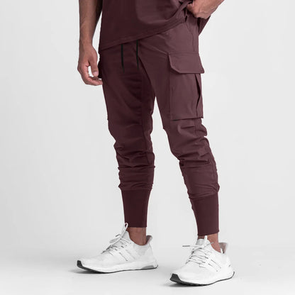 Men's Quick-Dry Thin Cargo Sweatpants with Drawstring And Side Pockets