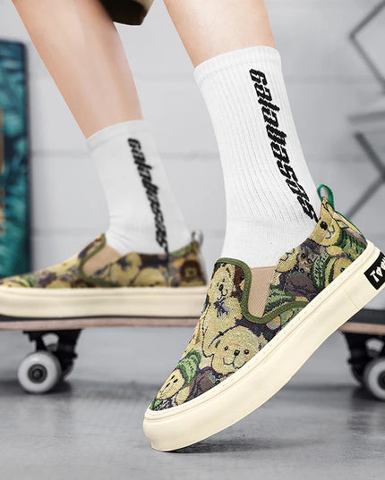 Men's Casual Slip-On Canvas Sneakers - Comfortable Flat Shoes for Everyday Wear