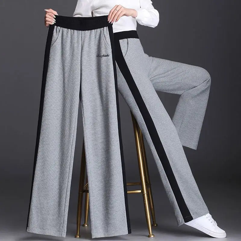 High Waist Elastic Waist Straight Leg Sweatpants for Women