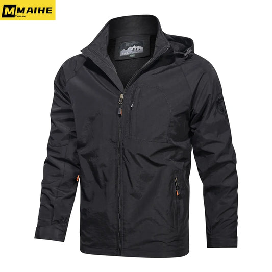 Men's Waterproof Tactical Hooded Raincoat Jacket