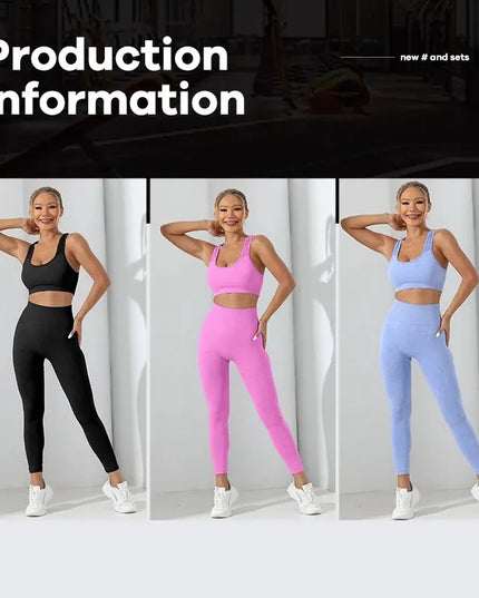 Womens Two-Piece Seamless High-Stretch Workout Outfit Set