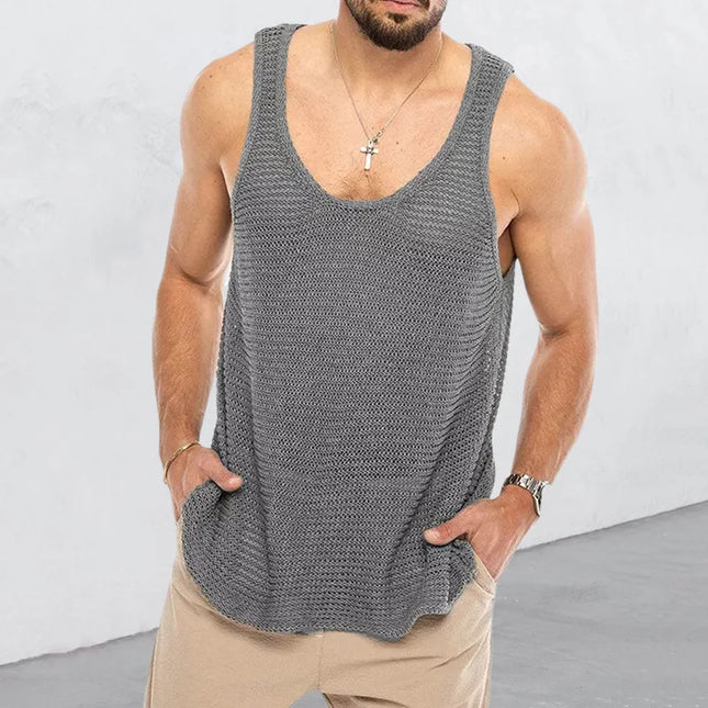 Men's tank top loose knit  mesh
